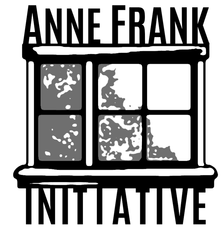 Anne Frank Initiative black and white window with grey tree branches outside