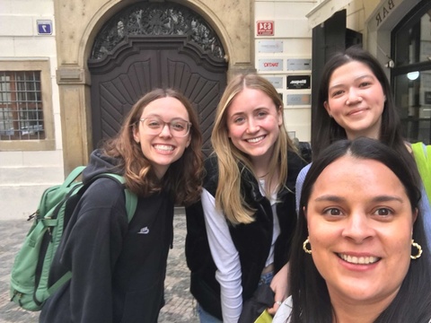 Ana Jimenez in Prague with Hawkeye study abroad students