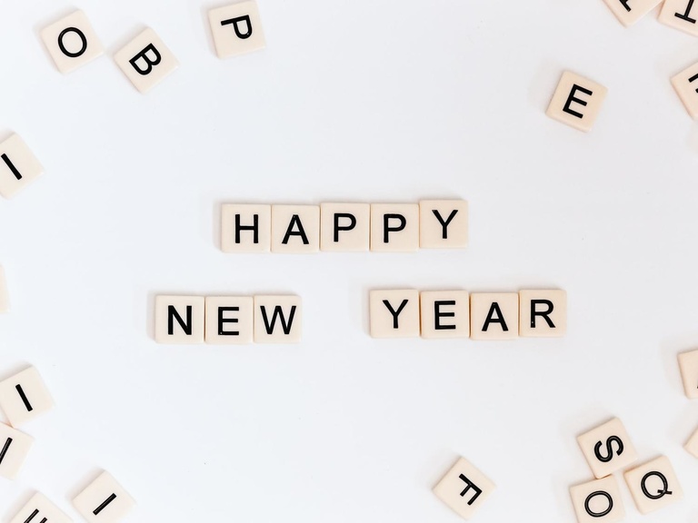 Happy New Year in scrabble letters