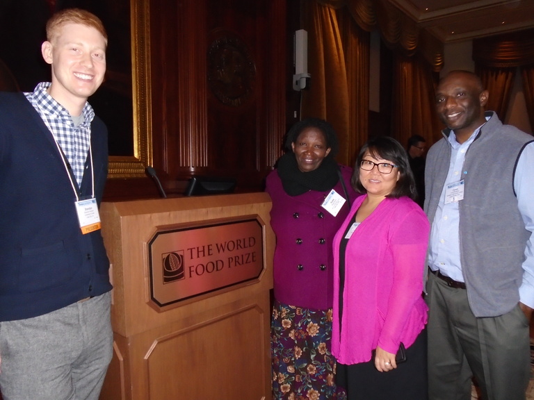 Brandon, Rudia, Taivna, and our colleague Cyrus from Kirkwood Community College at the World Food Prize reception.