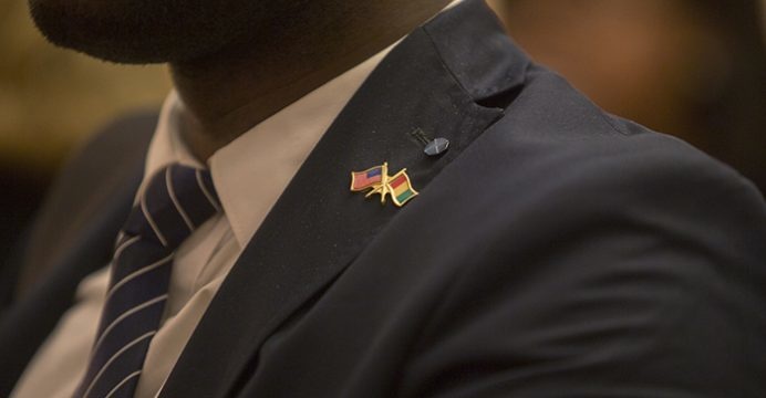 African and American lapel pin 