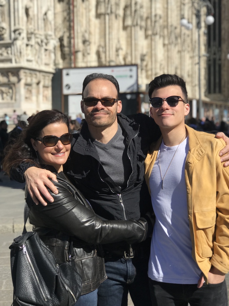 Will Sobecki and with his parents in Milan, Italy