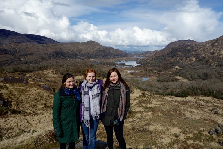 Kelsey O&#039;Donnell and two other girls pose in front of Killarney National Park in Kerry.