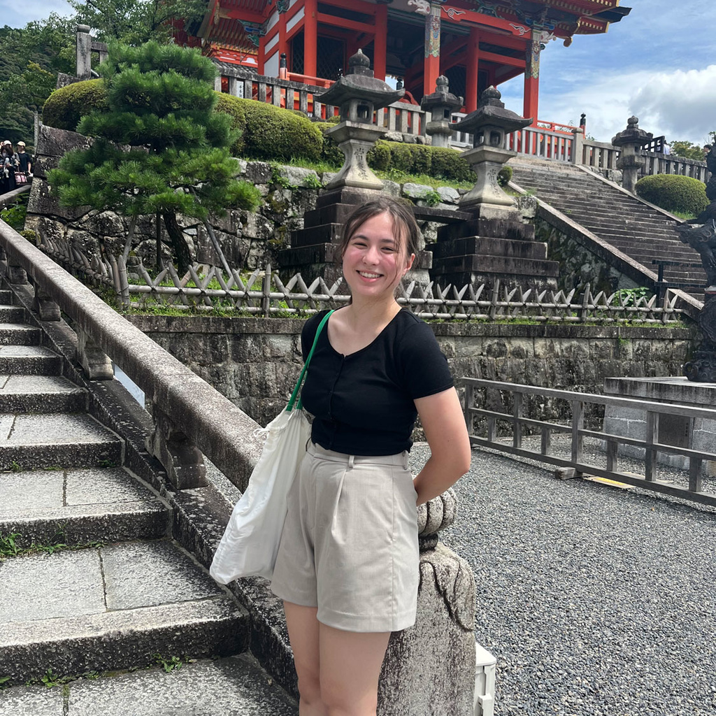 Abby Fowler standing in front of Japanese temple