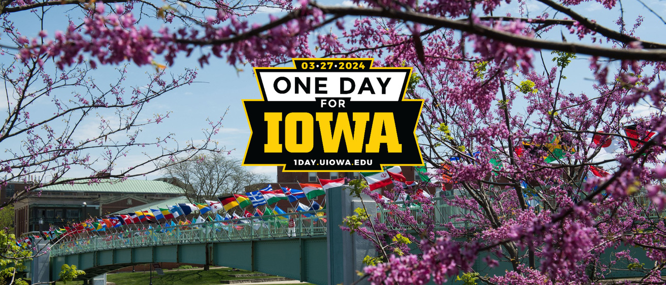 One day for iowa with bridge of flags