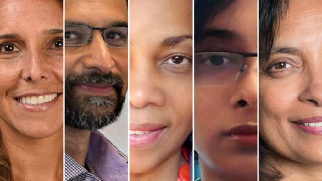 Faces of five international faculty at the University of Iowa