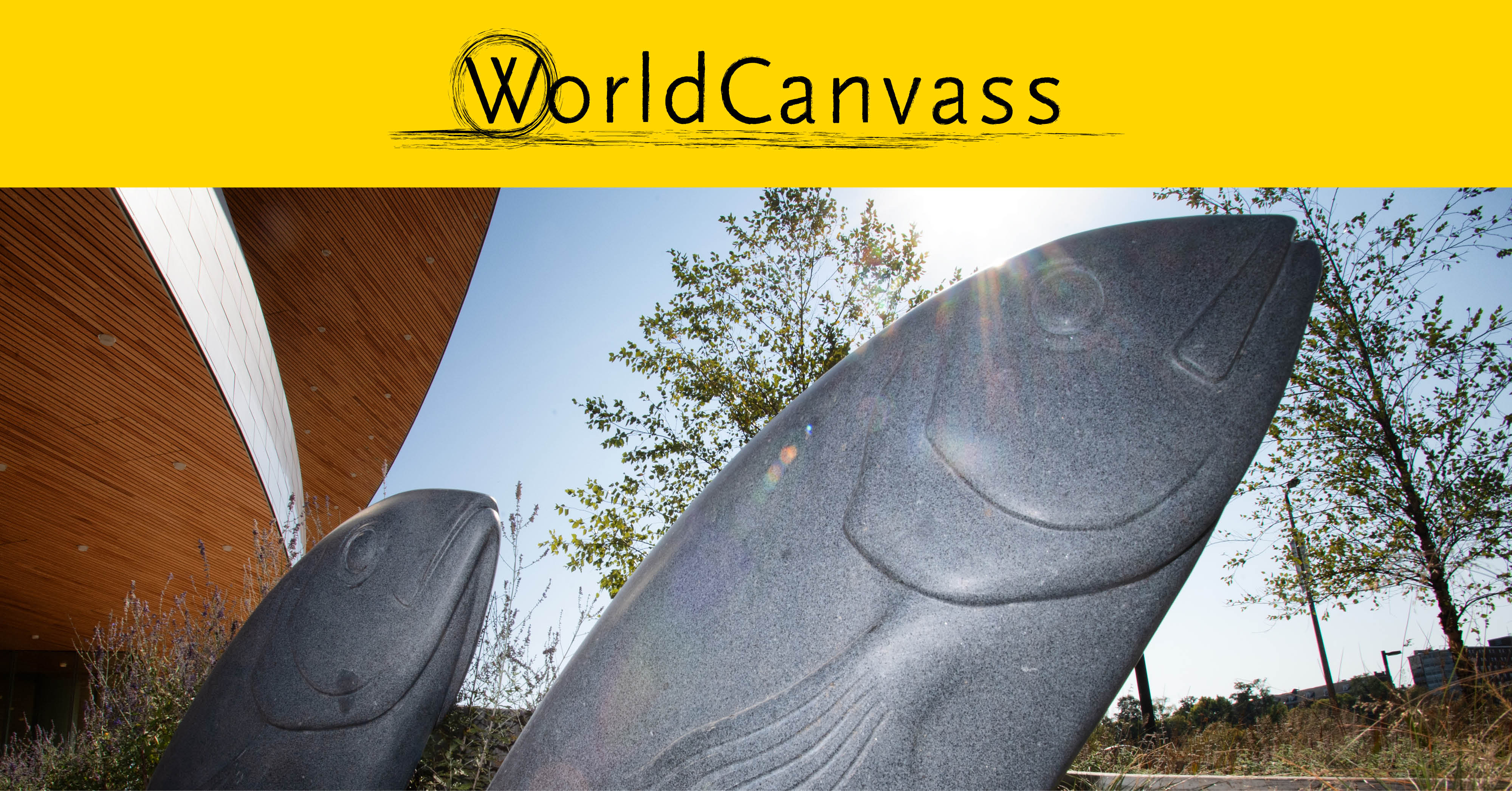 WorldCanvass logo with Hancher fish