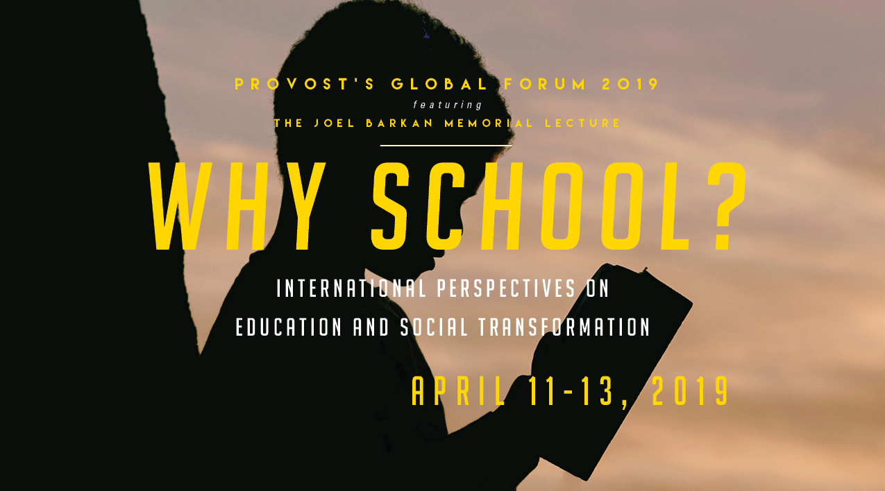 Why School? International Perspectives on Education and Social Transformation with child reading in the background