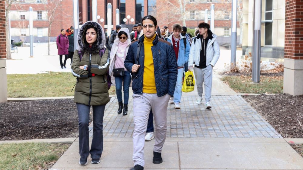 International students on campus