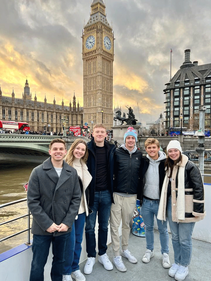 Tippie students in front of Westminster in London, England