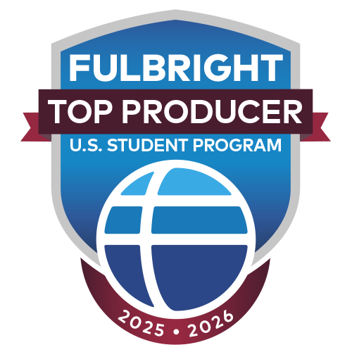 Fulbright 2025-2026 blue and red badge