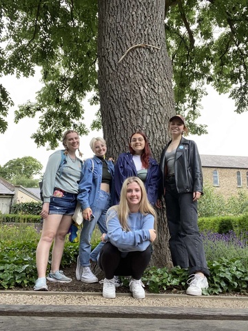 Parker Jones and other students in front of the James Joyce tree outside of the Museum of Literature Ireland
