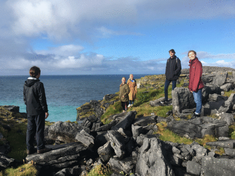 Students on a hike in the Aran Islands