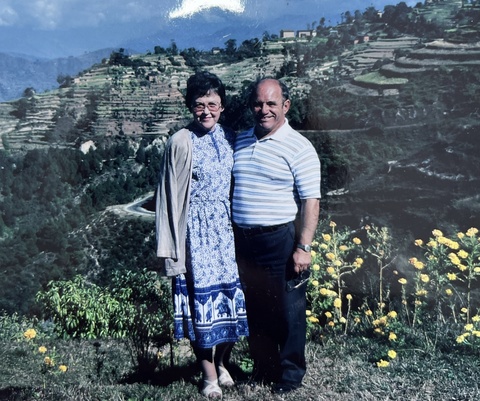 Leona Zaharis and her husband in Nepal