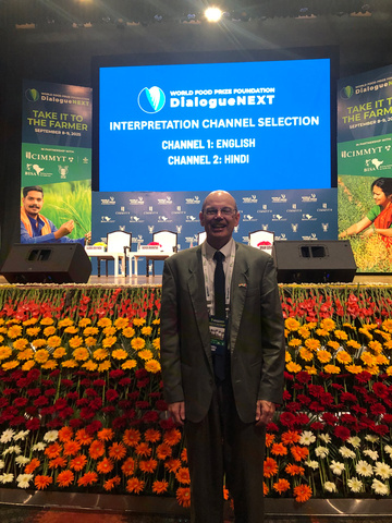 Russ Ganim in front of a screen that reads World Food Prize Foundation