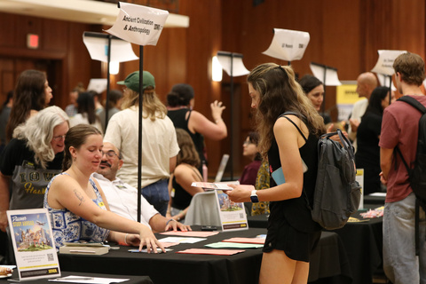 students discussing study abroad at the study abroad fair in 2025