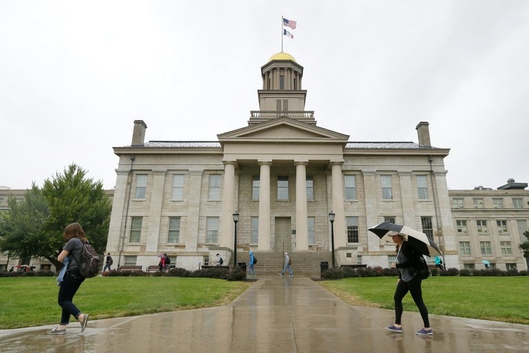 The University of Iowa campus in Iowa City in 2014. Experts said that an uncertain social and political climate in the United States was part of the reason for a decline in enrollment. Credit Charlie Neibergall/Associated Press