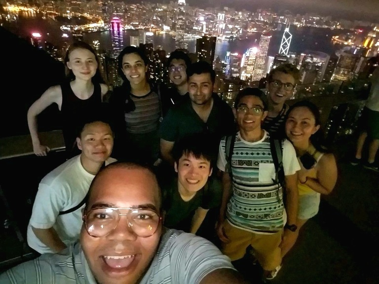 picture of friends at night in Hong Kong