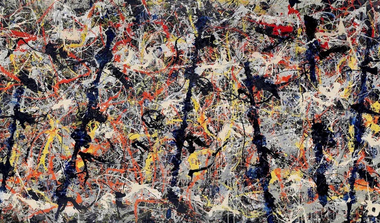 Jackson Pollock’s Blue Poles, (1952), on loan from Canberra. Photograph: © The Pollock-Krasner Foundation ARS, NY