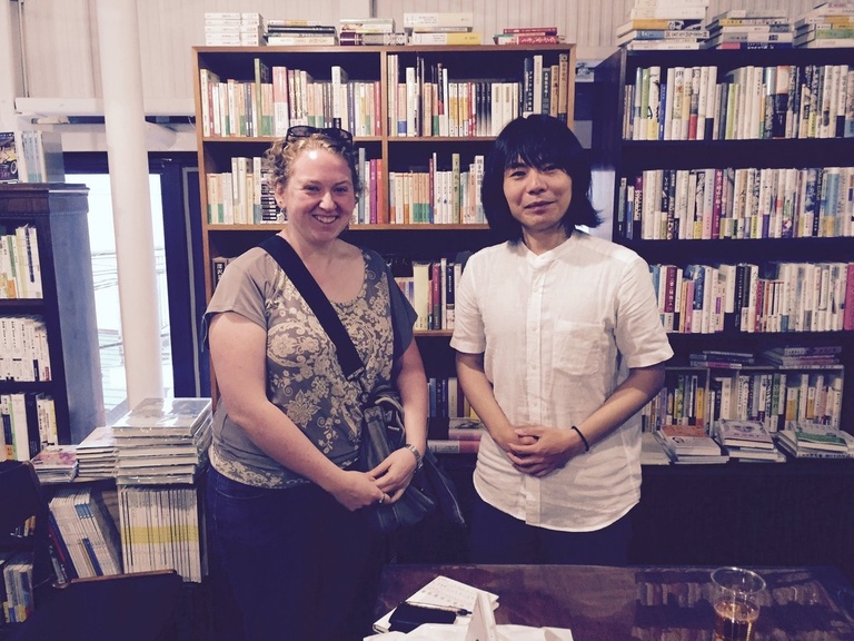 Laurel Taylor (MFA in Translation &#039;17) with the award-winning contemporary Japanese poet Kanie Naha.