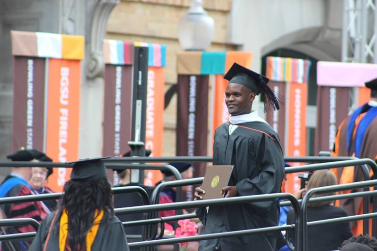 Frankline at his commencement ceremony at Bowling Green State University