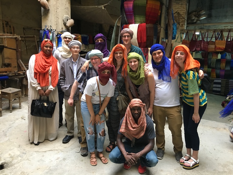my_study_abroad_group_trying_on_all_kinds_of_moroccan_scarves