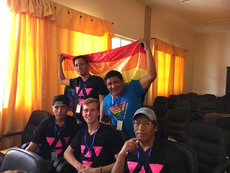 With some friends at the National Congress of Bolivian LGBT Organizations in Tarija