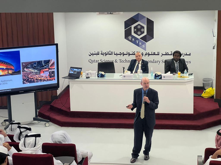 Speaking at the Qatar Science & Technology Secondary School for Boys