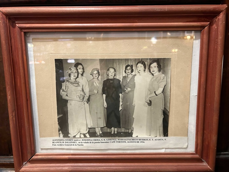 Alfonsina Storni and other women in Cafe Tortoni c. 1934