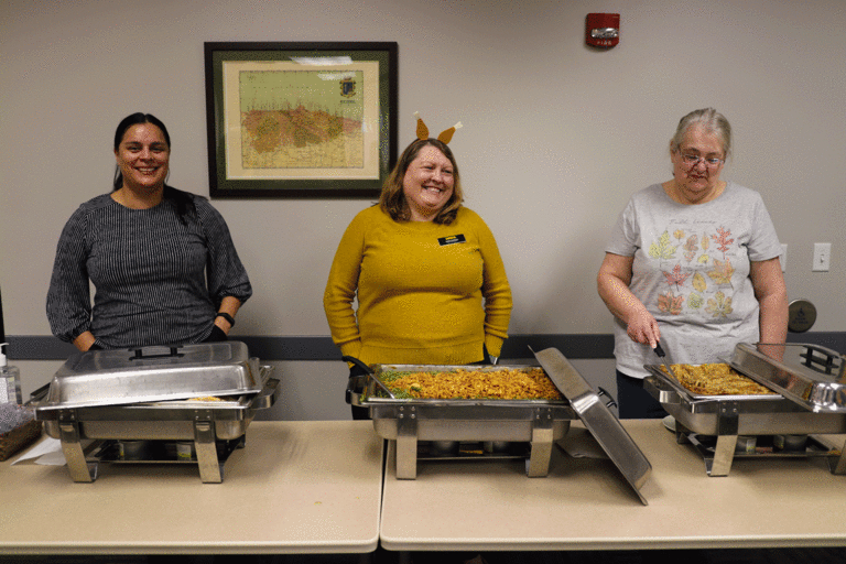 three volunteer servers