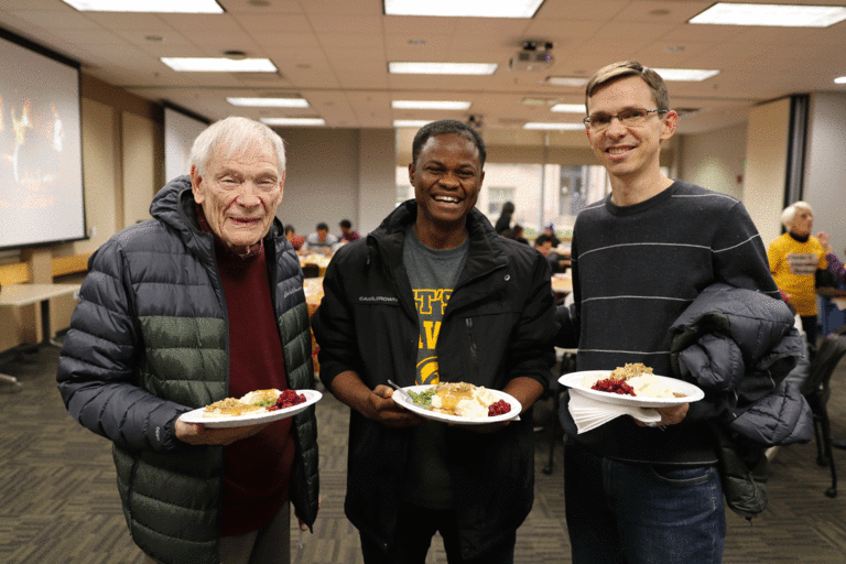 community member with international students