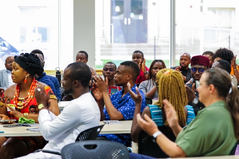 Mandela Washington Fellows applauding at the IP reception