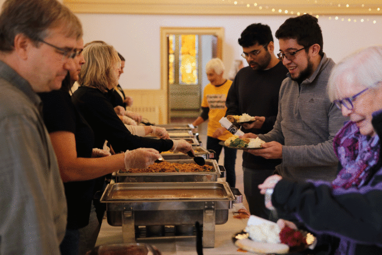 people being served food