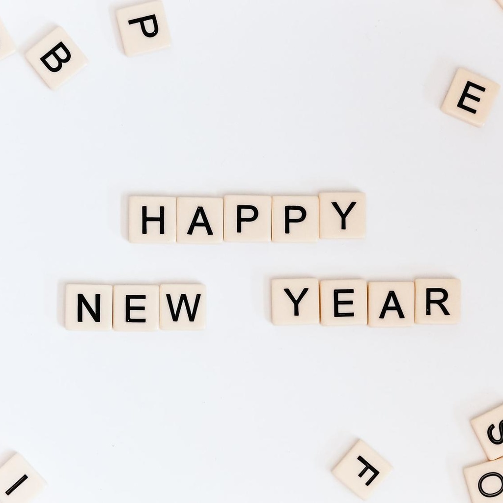 Happy New Year in scrabble letters
