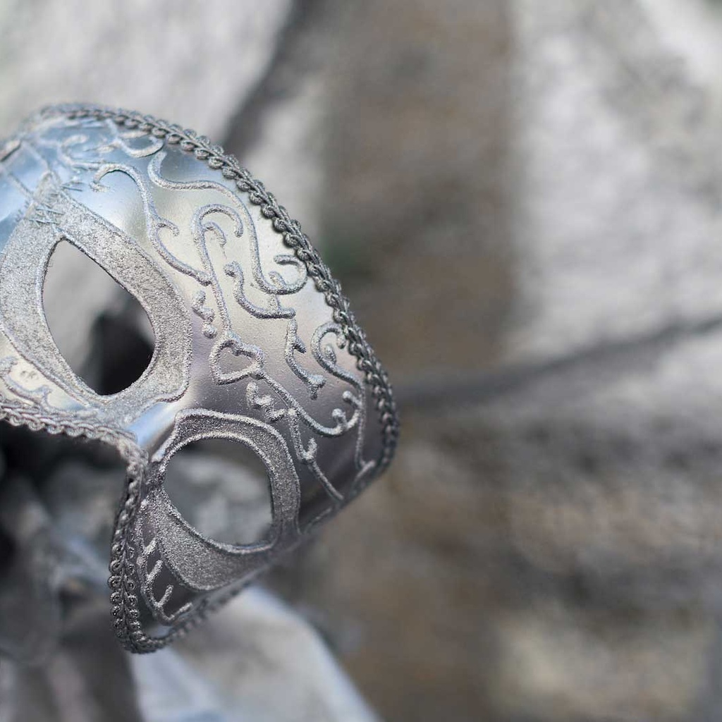 silver theater mask