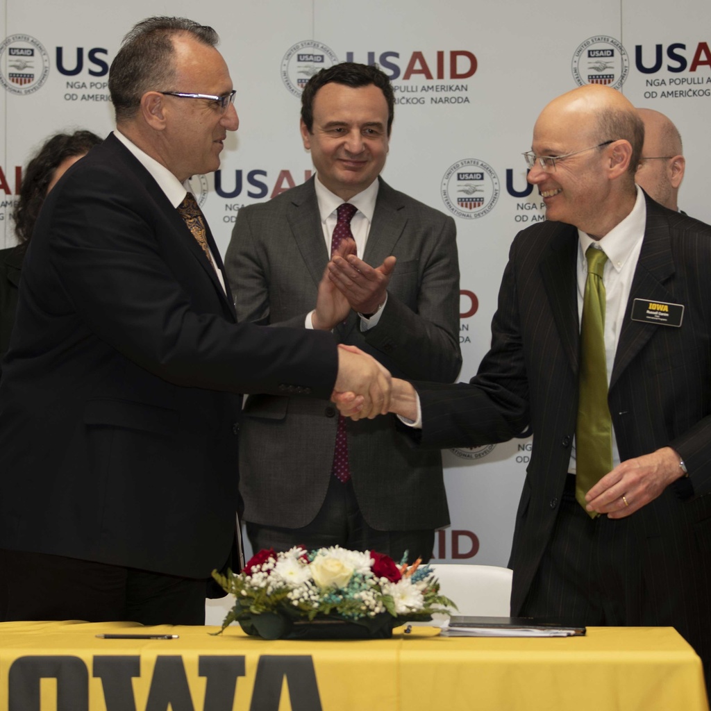 Russ Ganim at cooperative agreement signing ceremony in Kosovo