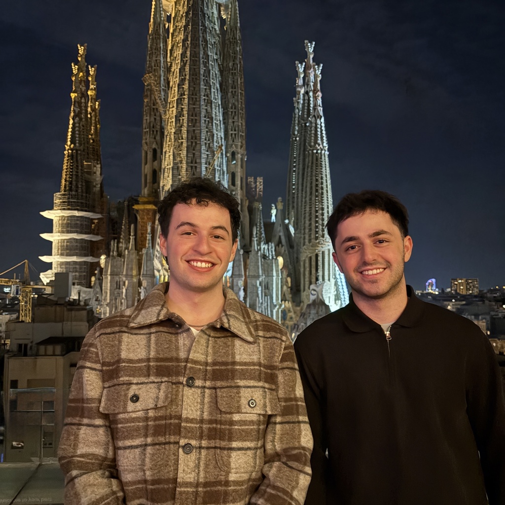 Eddie in front of the Sagrada Familia at night