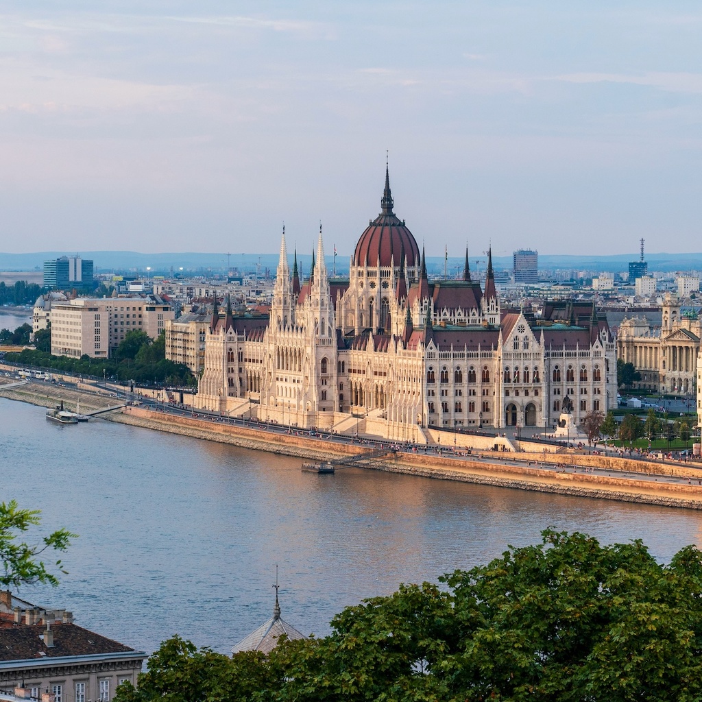 Budapest city view from above on the water
