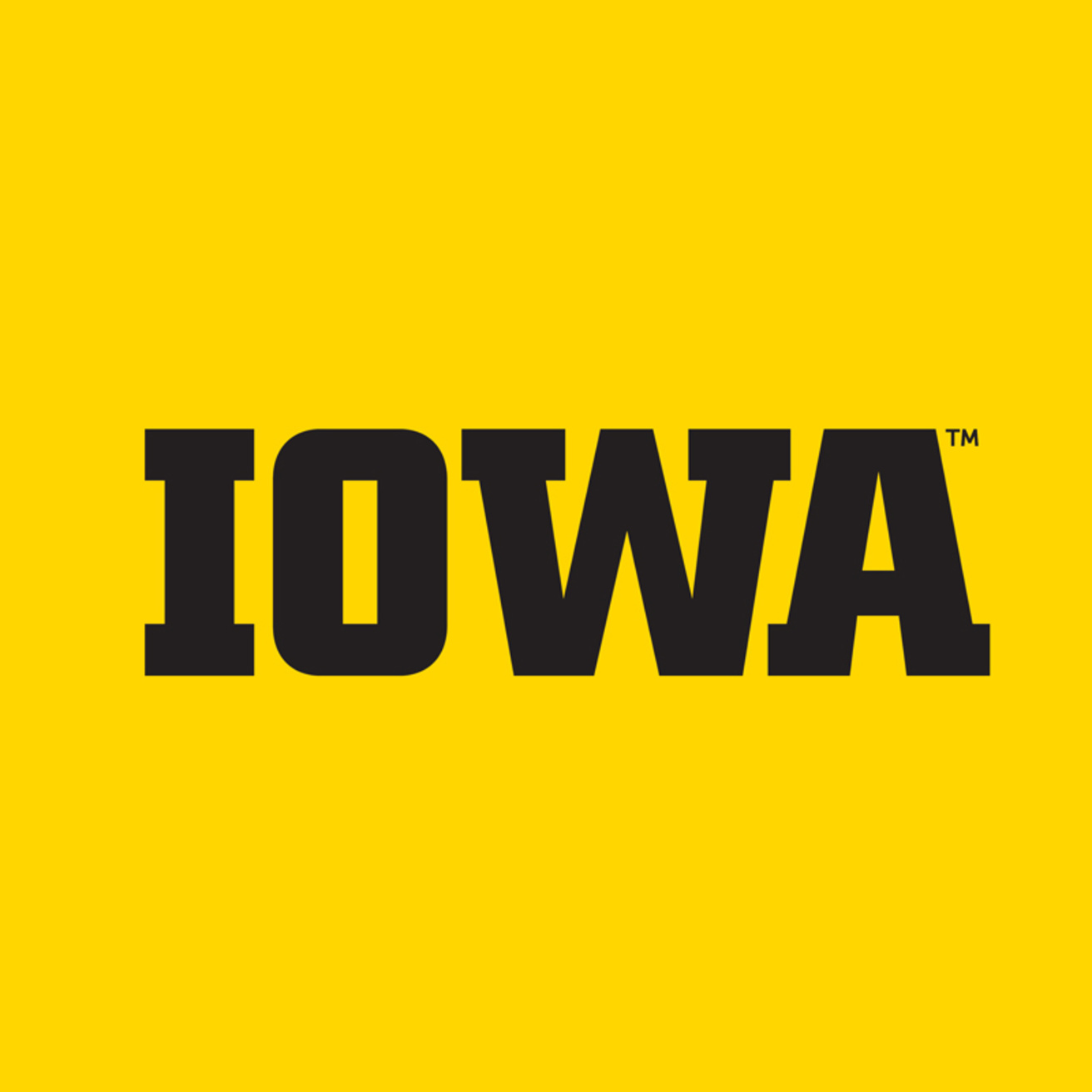 Iowa logo yellow background black letters