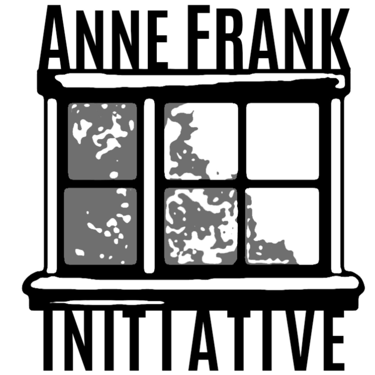 Anne Frank Initiative black and white window with grey tree branches outside