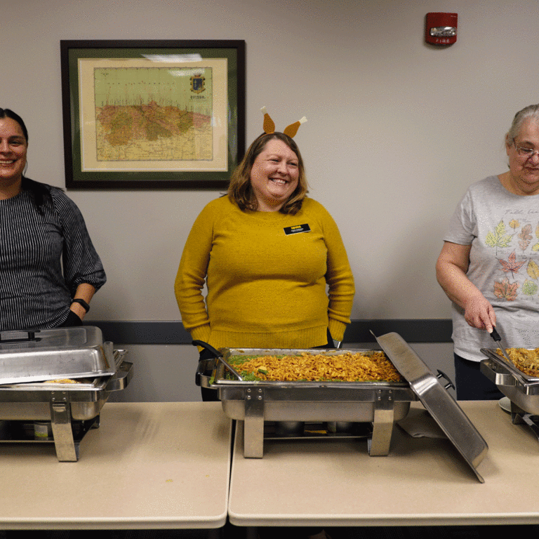 three volunteer servers
