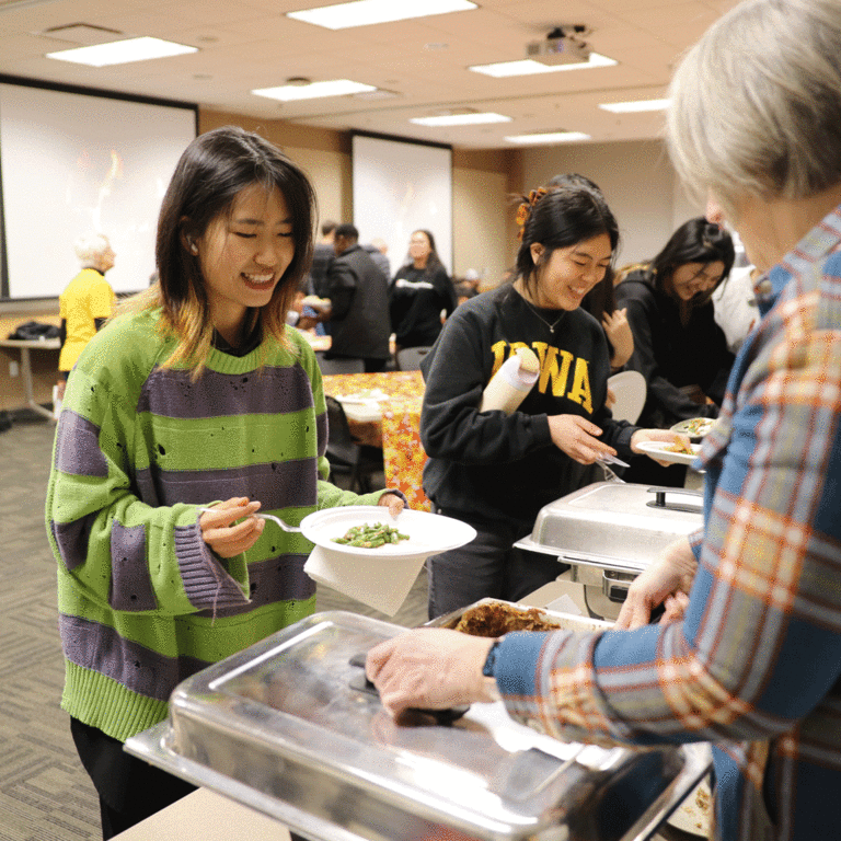 student being served food