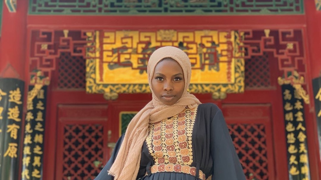 Ala Mohamed outside the Tianjin Muslim Dasi, a mosque she visited for Friday prayer when she was missing home and wanted to reconnect with her faith.