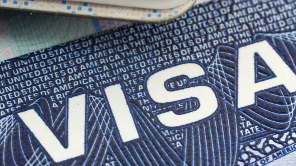close up of visa document