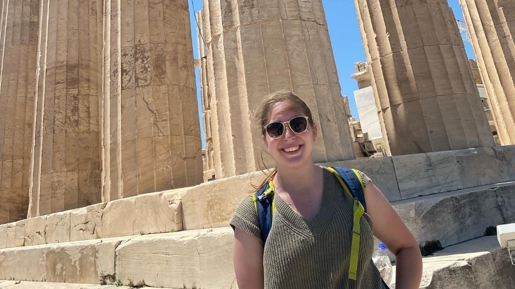 Maya Torrez at the Parthenon at Greece