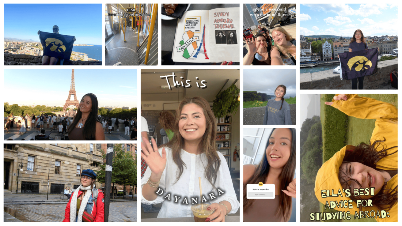 Collage of students studying abroad